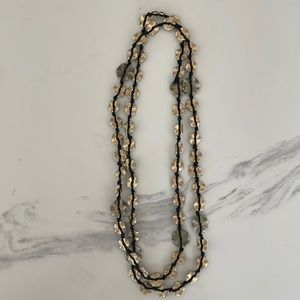 Long sterling silver, gold color plated necklace